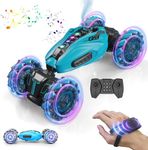 Magicwand R/C Rechargeable 1:12 Scale Off-Road Gesture Controlled Monster Double Sided Spine Design Transformation All Terrain Monster Drifting Vehicle for Kids【Blue】……