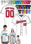 Custom Baseball Jersey - Personalized Baseball Shirts Sport Uniform for Men Women Adult Boy - Customized Make Your Own Jersey White/Red