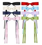 QUBORT® 8Pcs Hair Bows for Women, Silky Satin Hair Ribbon with Metal Clips, Cute Bow Hair Clips, Hair Ribbons for Women, Easter Basket Stuffers