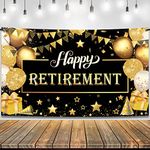 KatchOn, Black and Gold Happy Retirement Banner - XtraLarge 72x44 Inch | Happy Retirement Decorations for Men, Retirement Backdrop | Retirement Party Decorations for Women, Retirement Banner for Men