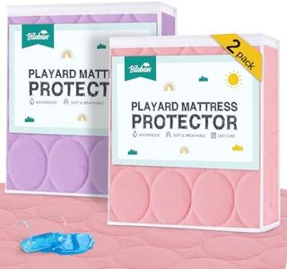 Pack and Play Protector Sheets Waterproof 2 Pack, Quilted Pack and Play Mattress Pad Cover Fitted Fits for Graco Pack n Play Playard Mattress/Playpen Mattress, Pink & Purple, 39" x 27"