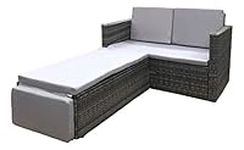 EVRE Outdoor Rattan Garden Love Bed Furniture Set Patio Conservatory (Grey)