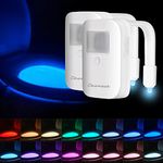 Chunace Toilet Bowl Night Light 2 Pack - 16-Color Changing & Rechargeable LED Lamp with Motion Sensor Activated for Bathroom Decor - Cool & Unique Gadgets for Men and Kids Birthday Gift