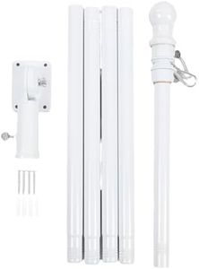 Generic Flag Pole Kit, 6 FT Stainless Steel Heavy Duty Flag Pole Holder for Outside House, No Tangling Wall Mounted Spinning Flagpole with Holder Bracket for Residential, Commerical (White)