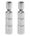 Flaconi 2PCS Car Spark Plug Socket,Spark Plug Socket Set,Thin Wall Spark Plug Socket,12-Point Universal Joint Wrench,14MM and 16MM Magnetic Swivel Spark Plug Socket,Compatible with Motorcycle,Car,SUV