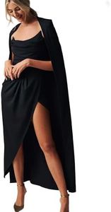 MRS MOMMA BEAR Come Closer Cocktail Dresses for Women - Ruched Asymmetrical Strapless Neckline, Silhouette with High Slit and Removable Cape for Elegant Look | US Alpha, Small - Obsidian