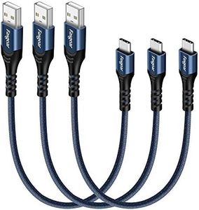 Fasgear 1ft USB C Cable, 3 Pack 0.3m Short USB Type-C 2.0 Cable High Speed and Fast Charging Data Transfer Cable Compatible for Moto G6,7 Galaxy Note 10 S9 S8 Oneplus 7 pro-Sony Xperia L1 XA2 (Blue)