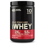 Optimum Nutrition Gold Standard 100% Whey Muscle Building and Recovery Protein Powder with Naturally Occurring Glutamine and BCAA Amino Acids, Delicious Strawberry Flavour, 10 Servings, 300g