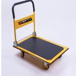 HEFTY Foldable Platform Hand Push Truck and carts & Trolleys 300Kg, Yellow and Black Color (720x480x140mm)