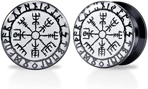 POBAISITER 1 Pair Acrylic Solid Screw On Ear Plugs Tunnels Scandinavian Norse Viking Symbol Resin Allergy Free Stretcher For Women Men Body Piercing Jewelry, 14mm(9/16"), Acrylic, sandstone