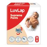 LuvLap Supreme Diaper Pants Medium (MD) 7 to 12Kg, 36 Pcs, 360° skin care with 10 million breathable pores, Aloe Vera for superior Rash prevention, upto 12hr protection, 5 layer super light core