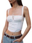 SIGHTBOMB Smocked Back Soft Touch Bustier Corset TOP for Women (in, Alpha, S, Regular, Standard, White)