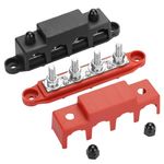 Power Distribution Block,12V Marine Bus Bar,Battery Busbar Terminal Block,4 x 5/16" Posts with Cover,6 x M8 Screws Terminals 250 Amp Rating Max 48V for Marine Automotive Car RV Boat