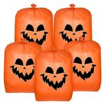 TOYMIS 5pcs Halloween Pumpkin Leaf Bags, Reusable Lawn Leaf Bags Plastic Leaf Bags Halloween Leaf Bags for Outdoor Garden Decoration (5 Large Size), Z25CX001