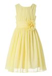 Bow Dream Junior Bridesmaids Little Girls Elegant Ruffle Chiffon Summer Flowers Girls Dresses - Yellow - 12