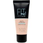 Maybelline Fit Me Foundation, Medium Coverage, Blendable With a Matte and Poreless Finish, For Normal to Oily Skin, Shade: 102 Fair Ivory, 30ml