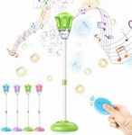 47" Adjustable Height Light Up Bubble Torch Garden Lamp Automatic Bubble Machine,Rechargeable Standing Bubble Blower with Lights and Music for Outdoor Garden Patio Wedding Party Event Decor (Green)