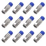 Taiss 12PCS RG6 Compression connectors,Coaxial cable connector F Type Wire Connector (blue)