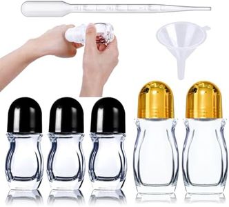 5pcs Empty Glass Rollerball Bottles Deodorant Roll On Bottles, Leak Proof Massage Roller Bottles with Plastic Roller Ball, for Essential Oil Perfume Cosmetics Traveling(30ml/50ml (1oz/1.69 Oz)