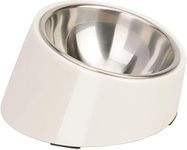 SuperDesign Mess Free 15° Slope Bowl for Dogs and Cats, Tilted Angle Bulldog Bowl Pet Feeder, Non-Skid & Non-Spill, Easier to Reach Food S/0.5 Cup White