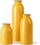 CwlwGO- Ceramic Vase Set,Set of 3 Small Flower Vases, Modern Farmhouse Decorative,Suitable for Table Shelf, Living Room,Fireplace Office Desk.(Yellow)