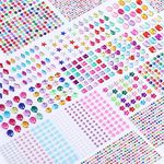 Gem Stickers, 1876 Pcs 12 Shapes Self Adhesive Rhinestone Stickers Multicolored Assorted Sizes 17 Sheets Bling Stick on Gems for DIY Crafts Makeup Nail Eye Cards Gifts Decorations