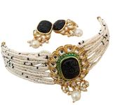 Jewellery Choker Necklace Kundan Choker Set, Wedding Jewellery Necklace, Bridal Jewellery (Black)