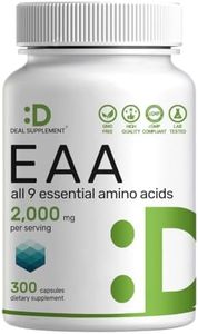 Essential Amino Acids (EAA) 2000mg Per Serving, 300 Capsules – Unflavored - 9 in 1, All BCAAs (Branched-Chain Aminos) – Lean Muscle Support & Natural Pre Workout Supplement