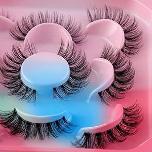 Russian Stripe Eyelashes C/D Curl Wispy Fluffy Mink Lashes 3D Fluffy Clear Band Eyelash Manga Lashes Natural looking false eyelashes that look like individual clusters Mink Eye Lashes Pack (AG01)