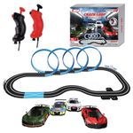 AGM MASETCH High Speed Series Tram Dual Track Set, Track with 4 Vehicles Official Licensed Slot car Racing, Comes with 2 Hand Controls and Track Parts and a Lap Counter.