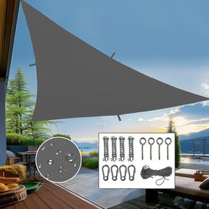 CNCZMH Triangle Sun Shade Sail Outdoor Patio, 13.6x13.6x13.6ft Waterproof Sun Shades Canopy, UV Resistant, Sunshades for Patio, Yard, Deck, Garden, Hardware Kits (Dark Grey)