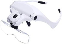 Bysameyee Magnifying Glasses with Light, Head Mount Magnifier Lighted Headband Glass Loupe with 2 LED Light Additional Headstrap for Close Work, Jewelry Work, Watch Repair, Arts & Crafts, Reading Aid