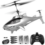 DEERC RC Helicopter for Kids, Remote Control Helicopter, Unique Design Shark Toy Helicopter with 26 Mins Flight (2 Batteries), LED Lights, Altitude Hold, Birthday Idea for Boys 8-12