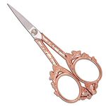 YOUGUOM Embroidery Scissors Small Sharp Tip Sewing Crafting Scissor for Needlework Cross Stitch Detail Threading Handicraft DIY Tool, 4.7in Rose Gold Cute Butterfly Cutter