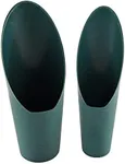 Home-X Set of 2 Soil Scoops - Mini Hand Scoops for Transplanting, Weeding, and Potting - Small Garden Scoop, Potting Scoopers, Bonsai Tool - Set of 2 Different Sizes 6½" x 2½" and 6¼" x 1¾" - Green