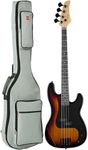 Best Choice Products Full Size Beginner 4-String Electric Bass Guitar, Wooden PB-Style Bass Starter Set w/Padded Carrying Case - Sunburst/Black