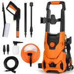 Electric Pressure Washer 1800w Max.135Bar Power Washer with 10m Hose & 5m Power Cord,Jet washer with Adjustable Nozzle Accessory, Foam Cannon, Power Washer Electric for Patios/Car/Garden/Fences Yard