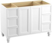 KOHLER K-99522-LG-1WA 48-inch Damask Bathroom Vanity in Linen White, Solid Wood