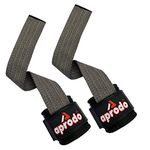 Aprodo Power Weight Lifting Bar Straps with Wrist Support Wraps, Gym Workout, Bodybuilding, Powerlifting, Strength Training for Men & Women (Grey and Black), Nylon and Rubber