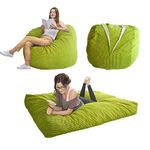 MAXYOYO Bean Bag Bed - Convertible Folds from Bean Bag Chair to Bed - Large Sofa with Soft Cover and Fluffy Filling Included for Adult, Couples, Guest (Olive Green, Double)