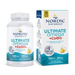 Nordic Naturals Ultimate Omega + CoQ10 Supplement | 1280 Mg Omega 3 Fish Oil & Ubiquinol CoQ10 100Mg | Coenzyme Q10 For Cardiovascular Health & Antioxidant Support | Lemon Fish Oil Flavour 120 Softgel