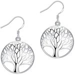 AMBESTEE Sterling Silver Plated Tree of Life Drop Dangle Earrings Studs Set for Women Girls