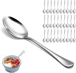 Suwimut 30 Pieces Stainless Steel Dinner Spoons Set, 8 Inch Large Spoons Silverware, Mirror Polished Tablespoons Silver Table Soup Spoons for Home, Kitchen or Restaurant