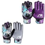 Arsh Sports 2Pack Goalkeeper Gloves for Kids, Youth and Adult Football Soccer Goalie Gloves with 4-mm Latex Spine & Double Wrist Protection (Gray & Purple, Size 5 Suitable for 9 to 12 Years Old)