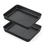 Onader Oven Baking Tray Set of 2, Stainless Steel Deep Cake Tin Non-Stick Roasting Sheet Pan, Ideal for Brownies, Lasagna, Cake, 31.6 x 24.6 x 5 cm, Healthy & Heavy-Duty, Easy Clean