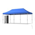 Tangkula 10 x 20 Ft Pop Up Canopy Tent, Easy Set-up Outdoor Tent Commercial Instant Shelter, Portable Folding Canopy Tent w/Wheeled Carry Bag, 3 Adjustable Heights, Guy Ropes & Ground Stakes (Blue)