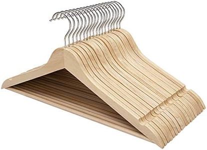 FairyHaus Wood Hangers 30 Pack, Smooth Finish Wooden Coat Suit Hangers with 360° Swivel Hook and Notches, Lightweight Natural Wood Clothes Hangers with Pants Bar