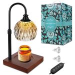 Apobob Dimmable Candle Warmer Lamp with Timer, Height Adjustable Electric Candle Wax Warmer for Yankee Candle Large Jar Candle, Top-Down Light Heat Melting Wax with 2 Bulbs for Home Decor