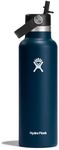 Hydro Flask - Water Bottle 621 ml (21 oz) - Vacuum Insulated Stainless Steel Water Bottle with Flex Straw Cap - Standard Mouth - Indigo