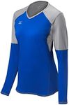 Mizuno Women's Techno VI Long Sleeve Volleyball Jersey, Royal/Silver, X-Small